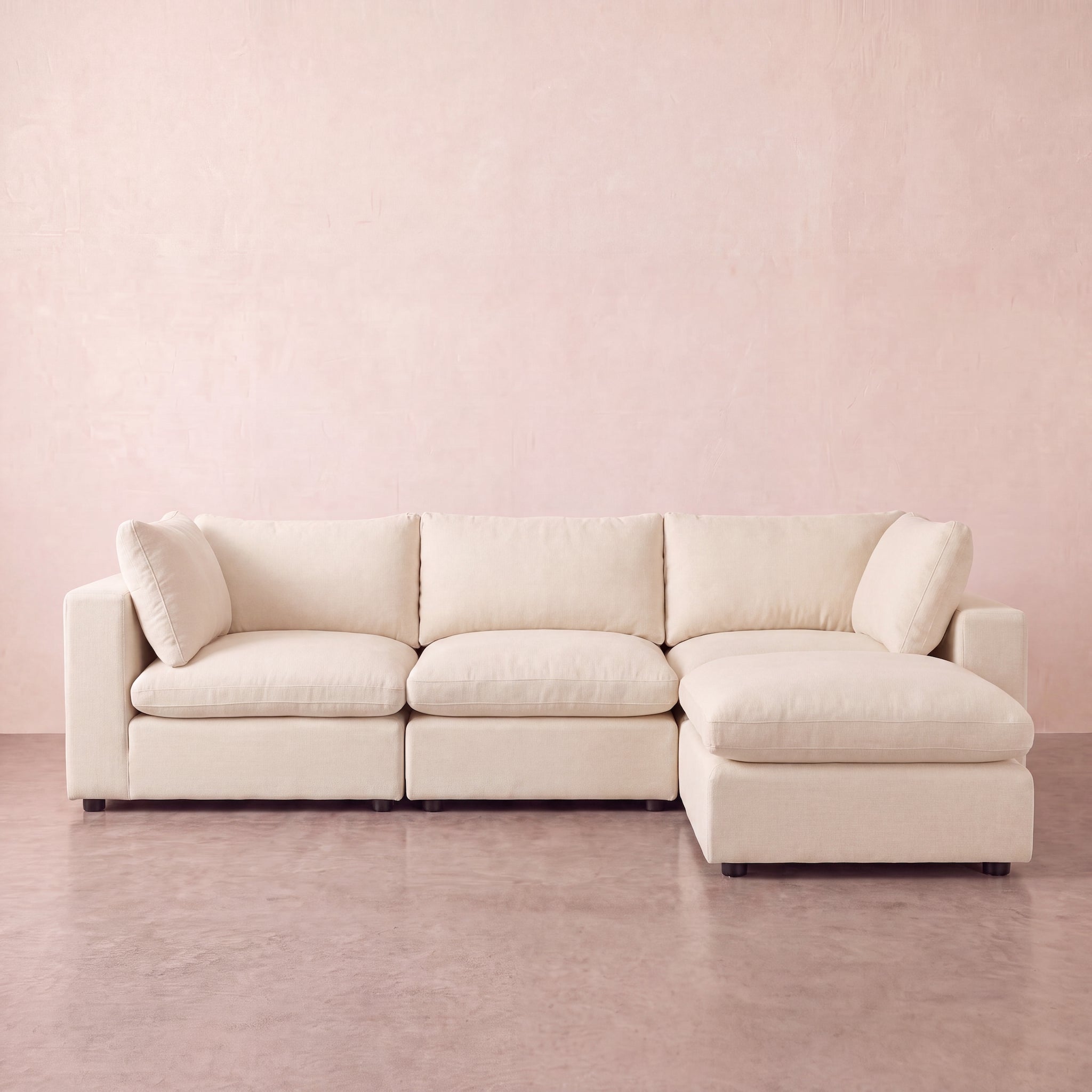 Aspen Cloud Petite Sectional + Ottoman (4-Piece)