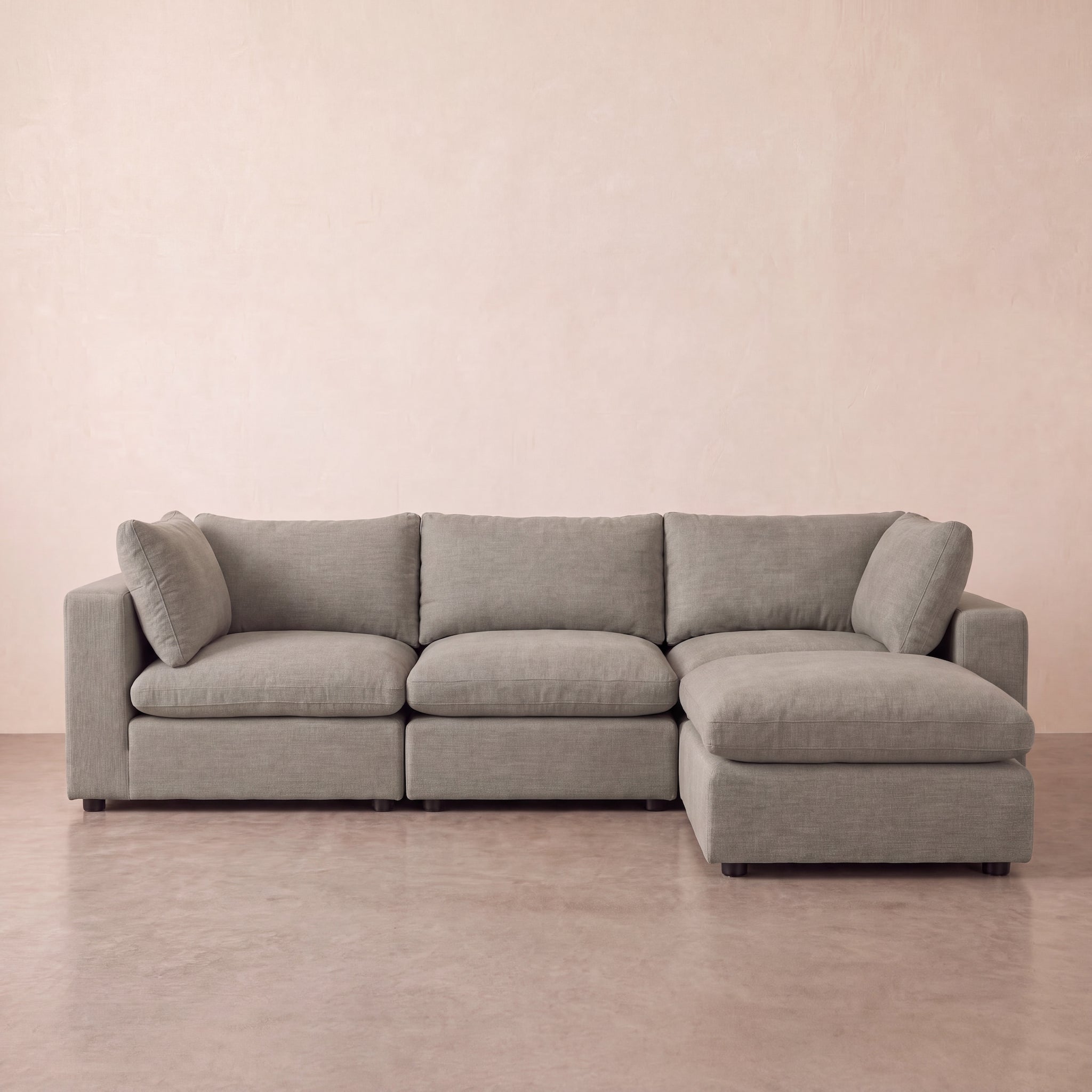 Aspen Cloud Petite Sectional + Ottoman (4-Piece)