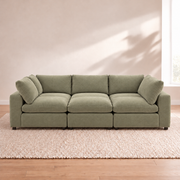 Aspen Cloud Petite 6-piece pit sectional sofa in Sage Green linen