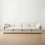 off white large modular pit sectional sofa  with 8 pieces