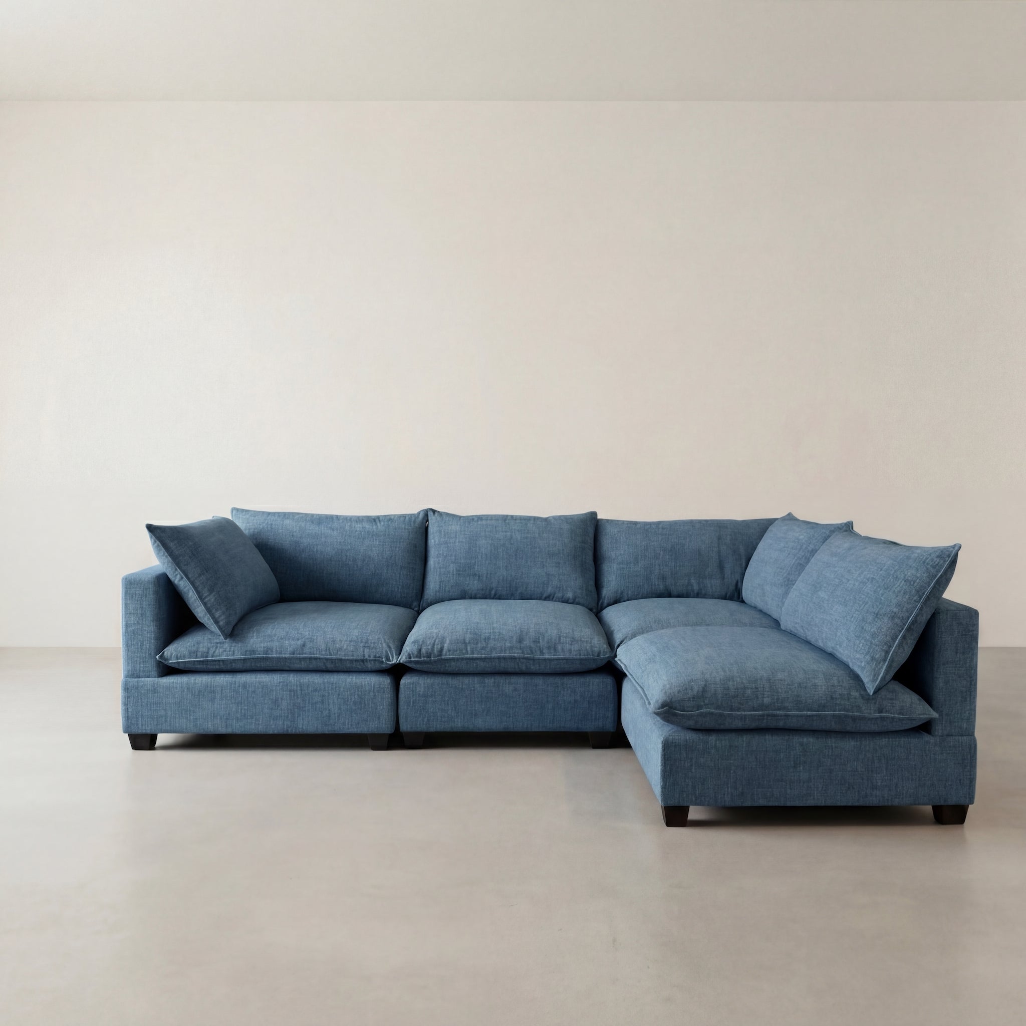 Blue modular cloud sectional sofa with washable cushion covers