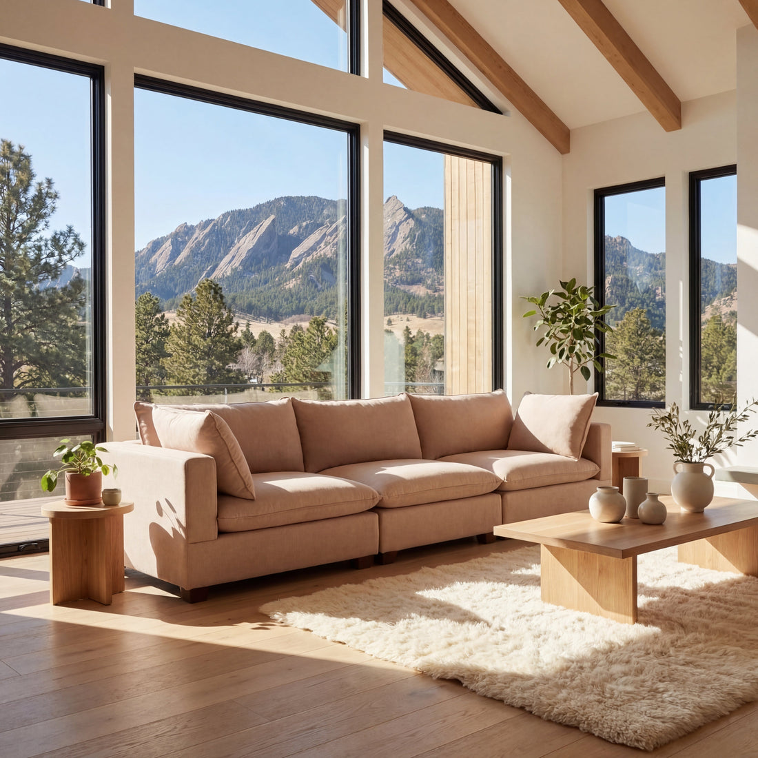 modular sectional sofa in a living room in boulder colorado