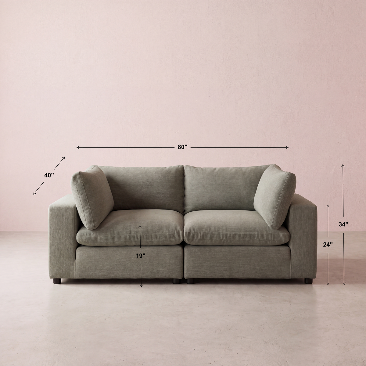 Aspen Cloud Petite Loveseat (2-Piece)