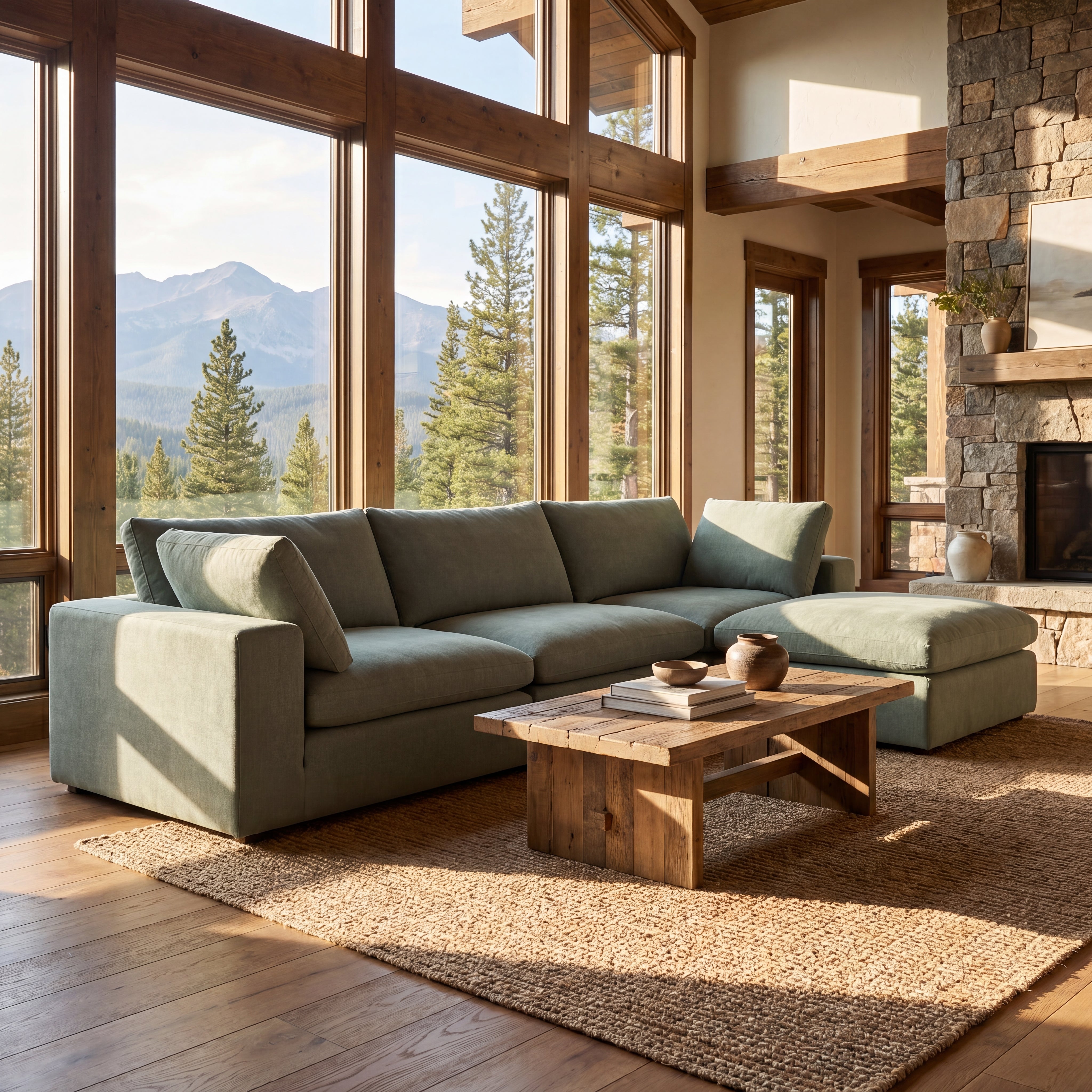 Petite Aspen Cloud Sectional + Ottoman (4-Piece)
