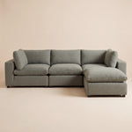 Aspen Cloud Petite 4-piece modular sectional sofa in Sage Green linen with a right-facing chaise