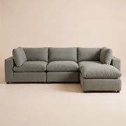Aspen Cloud Petite 4-piece modular sectional sofa in Sage Green linen with a right-facing chaise