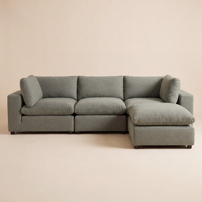 Aspen Cloud Petite Sectional + Ottoman (4-Piece)