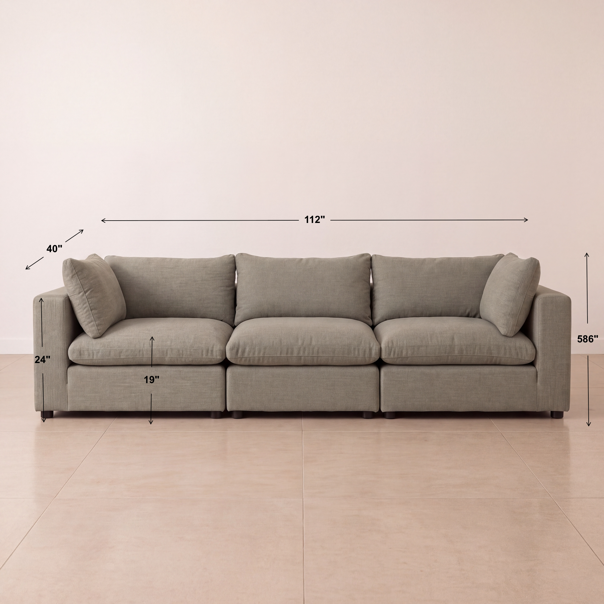 Aspen Cloud Petite Sofa (3-Piece)