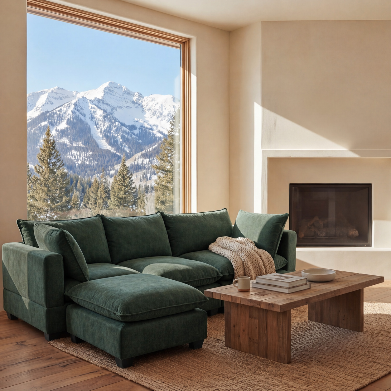 Aspen Cloud Sectional + Ottoman (4-Piece)