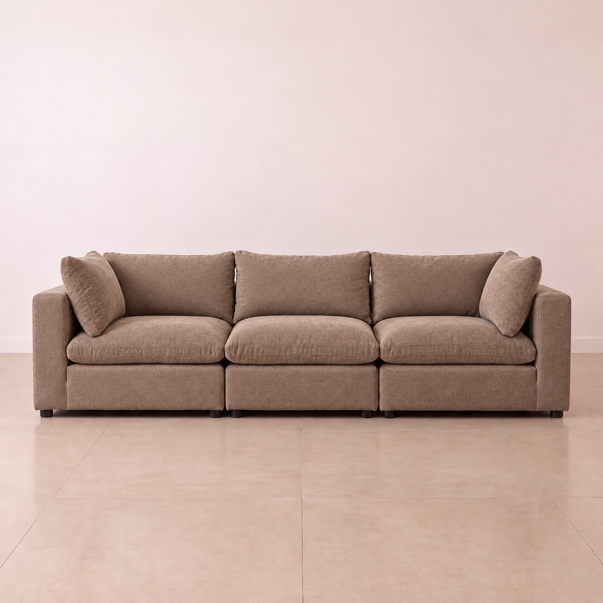 Aspen Cloud Petite 3-seat modular sofa in Latte chenille, front view