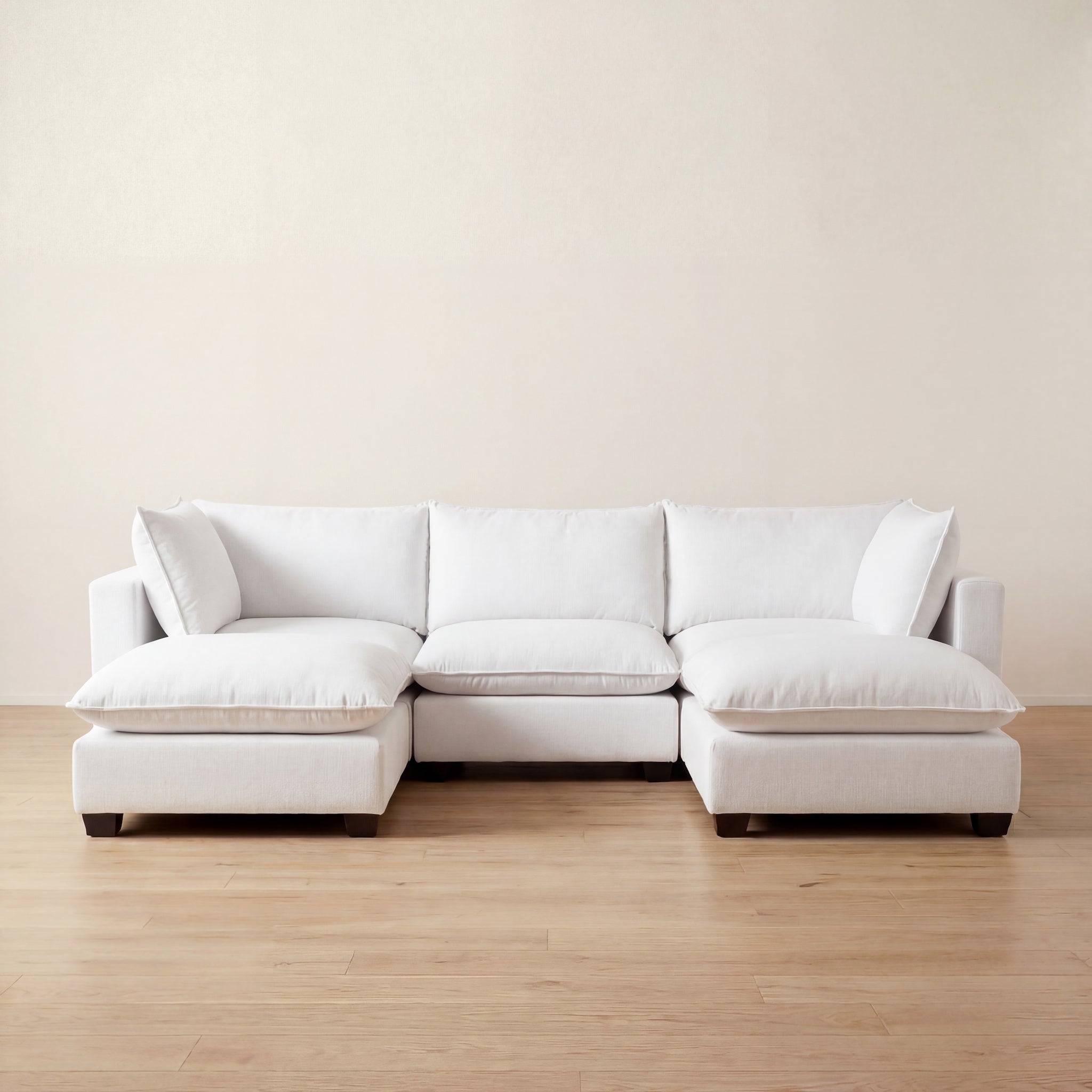 Aspen Cloud U-Shape Sectional + Double Ottoman (5-Piece)