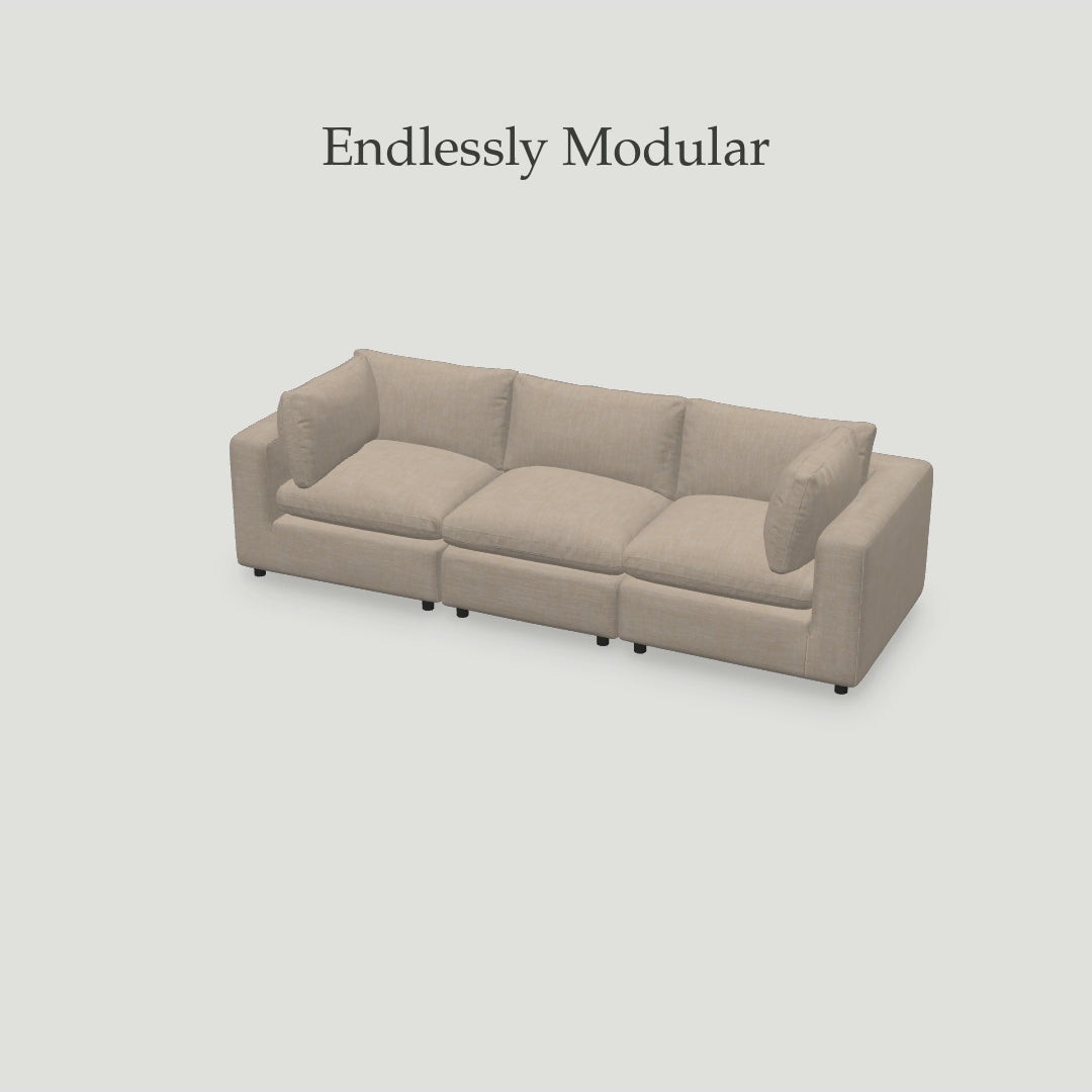 Load video: Aspen Cloud Petite Sectional + Ottoman (4-Piece)