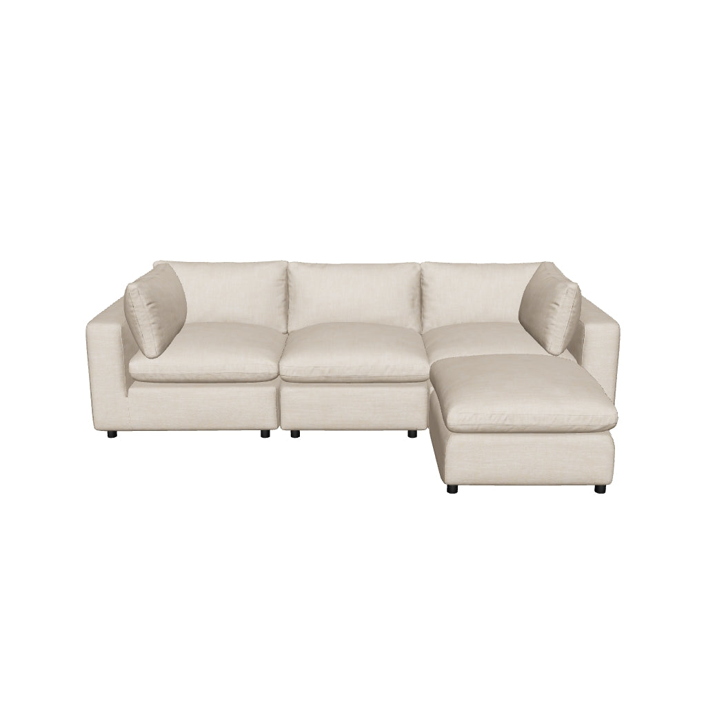 Aspen Cloud Petite Sectional + Ottoman (4-Piece)